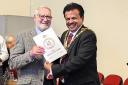 Peter Gardiner received his long service certificate from new mayor Elango Elavalakan