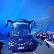 Fans welcomed the bus into Portman Road this morning