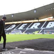 Derby County manager Paul Warne at Pride Park Stadium. He brings the Rams to Portman Road tonight.