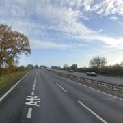 A woman was hit by a car on the A14 outside Ipswich