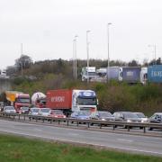 The A14 was closed in both directions near Ipswich (file photo)