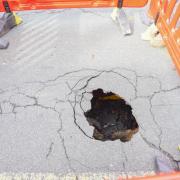 A large sinkhole appeared in an Ipswich road in March