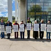 Protesters gathered outside Ipswich Crown Court on Thursday.