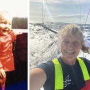 From a childhood spent learning to sail on the River Deben, Pip Hare is now a professional ocean racer competing internationally, preparing for a 3-month race around the globe. Image: Hare family / Pip Hare Ocean Racing