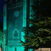 St Mary Le Tower was lit up green for the occasion