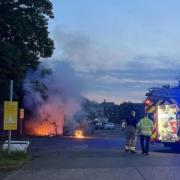 Firefighters tackled a fire in an Ipswich car park last night