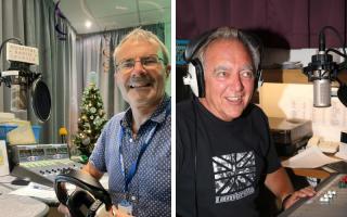 Tim Ward (left) and John Alborough have racked up a total of 90 years of volunteering service for the hospital radio station.