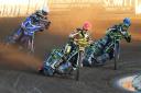 Jason Doyle leading the way in the opening heat for the Ipswich Witches against the King's Lynn Stars