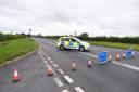 A140 closed at Mendlesham following the crash which killed Colin Fisk. Picture: ARCHANT