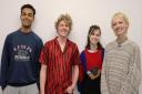 Three of the students who attended the masterclass hosted by Henry. Left to right, Seb Manners, Henry Moore, Lucien Kelman and Alfie Fryatt.