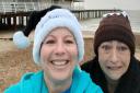 Julie Theobald and Stacey Iannuzzi braved the sea at Felixstowe on Christmas Day in memory of Julie's mum, Carol O'Grady