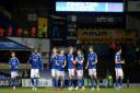 Ipswich players celebrate their 4-3 penalties win at Portman Road against Colchester Utd