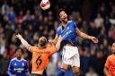 Macauley Bonne in action against Oldham Athletic.
