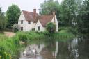 Willy Lott's house at Flatford Mill next to the Mill Pond - the scene of Constable's Hay Wain painting and virtually unchanged since 1821 A new art experience has been created to celebrate the Hay Wain's 200th anniversary