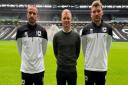 The trio of former Ipswich Town players now coaching at MK Dons (L-R): David Wright, Liam Manning and Chris Hogg