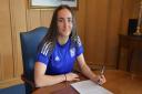 Ipswich Town Women's Sophie Peskett, pictured her signing her contract in June, achieved three BTEC distinctions