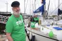Ipswich cancer patient Olle Nash, front, ready to set off to sail around Britain in aid of Macmillan Cancer Support, with his crew, from left, Nick Johnston, Alan Clifton, and his son-in-law, John Wright