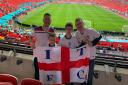 James Ling and family, Harrison, Ethan and Ian, at Wembley during England vs Germany