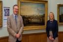 The Turner masterpiece Walton Bridges saved for the nation by Colchesterand Ipswich Museums Service in collaboration with Norfolk Museums. Heritage manager Philip Wise with Cllr Julie Young Photo: Colchester Castle Museum