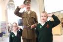 Captain Douglas Nicholls with Rachel And Charlie from St Margaret's Primary School   Picture: RACHEL EDGE
