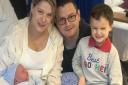 Oli Phillips and Ellie Linsey with newborn Theodore and four-year-old brother Dylan at West Suffolk Hospital in Bury St Edmunds Picture: NEIL PERRY