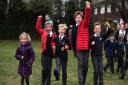Children at Martlesham Primary Academy  brave the cold to do their Daily Mile Picture: SARAH LUCY BROWN