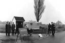 Police at the scene of the Tattingstone suitcase murder of Bernard Oliver in 1967.