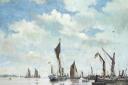 Edward Seago's oil on board work Before the Barge Race, Pin Mill