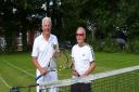 Steve Tapping and Mick Lench,  finalists of the 2020 Castle Hill Tennis Club men’s singles competition. Photo: Castle Hill Tennis Club