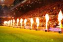 Pre-match pyrotechnics ahead of the game on Friday night.