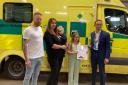 Alexa with her parents, Jon and Tori Green, little brother Jasper, and EEAST chief executive Tom Abell, East of England Ambulance Service