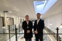 Ipswich MP Tom Hunt, left, visited Ipswich Academy on Friday and met with the school's principal Samuel Fox. Image: Newsquest