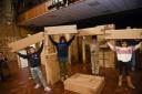 The cardboard monument will be built in Ipswich on Saturday.