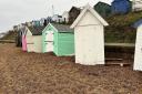 The beach huts near Cliff Road car park which were moved during storms last week