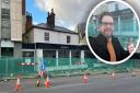 Peter Leigh (inset) has complained about roadworks outside his bar in Prince of Wales Road
