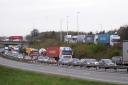 The A14 was closed in both directions near Ipswich (file photo)