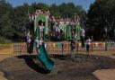 Martlesham Primary School children enjoying the use of a new piece of play equipment