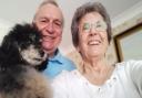 Chronic myeloid leukaemia (CML) survivor Ann Fox, alongside her husband and dog