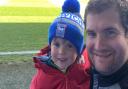 James Dunkley with three-year-old son Max at Portman Road