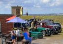 Classic cars on display outside Felixstowe Museum - the museum in the Ravelin Block at Felixstowe Viewpoint will be reopening this weekend