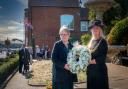 Deputy Prime Minister Thérèse Coffey MP and Felixstowe Mayor Sharon Harkin laid a wreath made by Susans Flowers on Sunday, at the Proclamation of King Charles III.