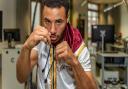 Boxer Reece Catermole in the University of Suffolk Sports Science Hub Laboratory. Picture: PAVEL KRICKA