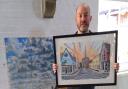 Artist David Downes at his Visions of Suffolk exhibition