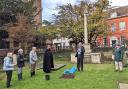 Rev Tom Mumford blessed the new tree in St Mary le Tower churchyard after it was planted by Suffolk High Sheriff Jamie Lowther-Pinkerton.