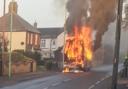 A school bus has caught fire in Felixstowe
