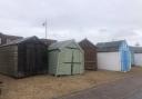 Some beach huts at Felixstowe have been damaged during the high tides and strong winds