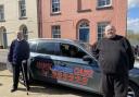 Andrew Beaumont (left) before his journey to London free of charge from Ipswich taxi company, Hawk Express Cabs