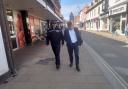 Ipswich MP Tom Hunt with Police Superintendent Andrew Martin around Ipswich town centre.