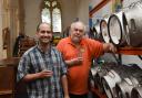 CAMRA volunteers Timothy Howard and Mike Lewis help to set up the Ipswich Beer Festival