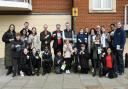 Stakeholders attend the Beat the Street Ipswich launch event with pupils from St Helen’s Primary School